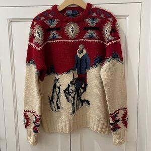 ⭐️Polo Ralph Lauren Vintage Dog Sled Trapper 100% Wool Sweater—Gorgeous!! Size M